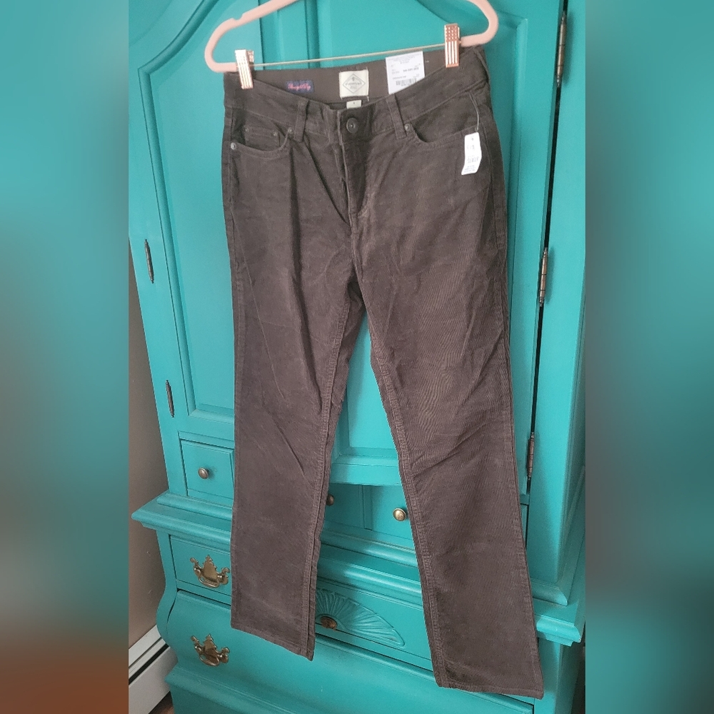 2 Pairs NWT St. John's Bay Women's Straight Leg Corduroy Jeans - Dark Brown/Grey